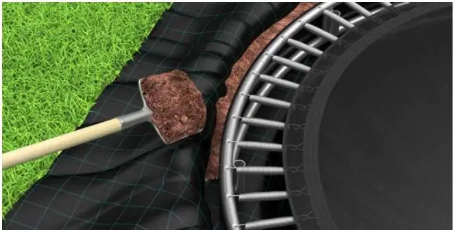 fill in area between weed liner and frame with dirt